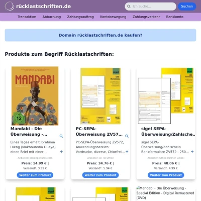 Screenshot rücklastschriften.de