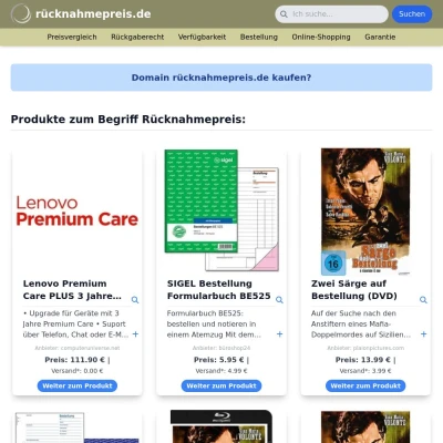 Screenshot rücknahmepreis.de