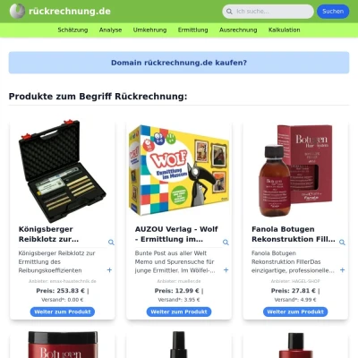 Screenshot rückrechnung.de