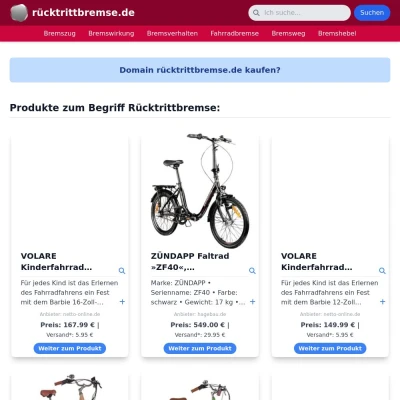 Screenshot rücktrittbremse.de