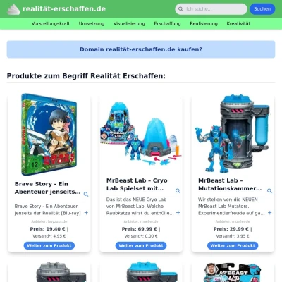Screenshot realität-erschaffen.de
