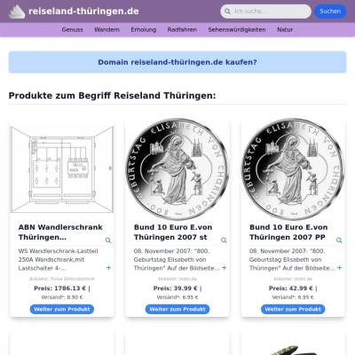 Screenshot reiseland-thüringen.de