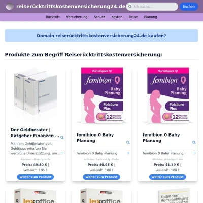 Screenshot reiserücktrittskostenversicherung24.de