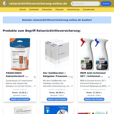 Screenshot reiserücktrittsversicherung-online.de