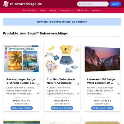 Screenshot reisevorschläge.de