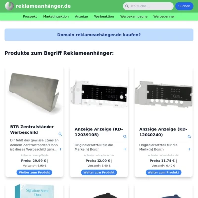 Screenshot reklameanhänger.de