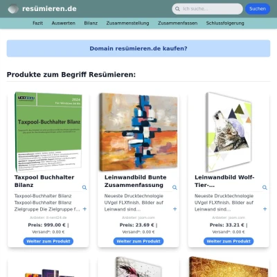 Screenshot resümieren.de