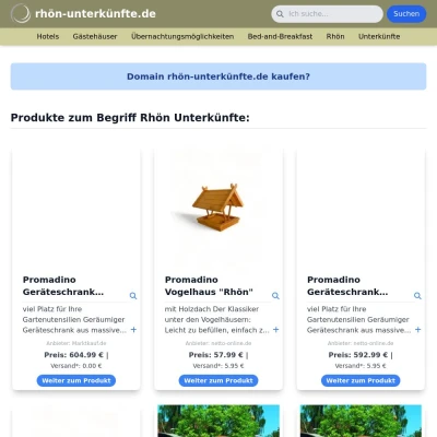 Screenshot rhön-unterkünfte.de