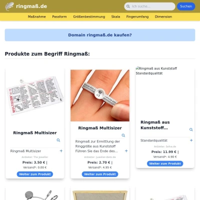 Screenshot ringmaß.de