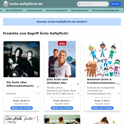 Screenshot ärzte-haftpflicht.de