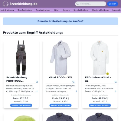 Screenshot ärztekleidung.de