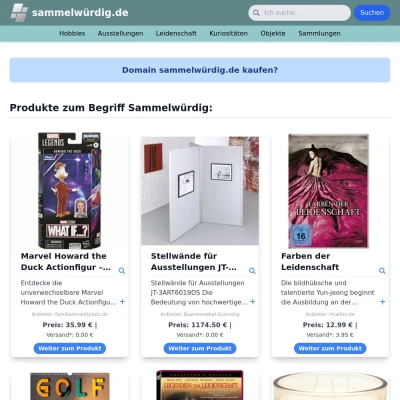 Screenshot sammelwürdig.de