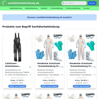 Screenshot sanitäterbekleidung.de