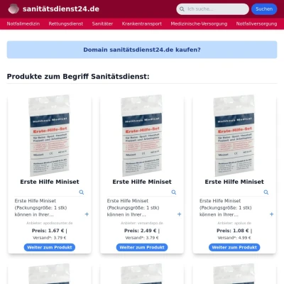 Screenshot sanitätsdienst24.de