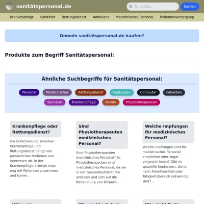 Screenshot sanitätspersonal.de