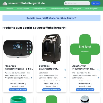 Screenshot sauerstoffinhaliergerät.de