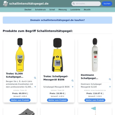 Screenshot schallintensitätspegel.de