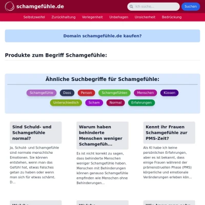 Screenshot schamgefühle.de