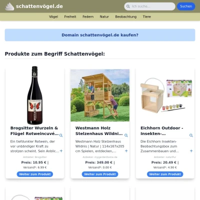 Screenshot schattenvögel.de