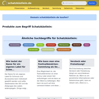 Screenshot schatzkästlein.de