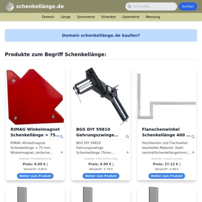 Screenshot schenkellänge.de