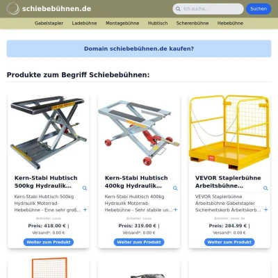 Screenshot schiebebühnen.de