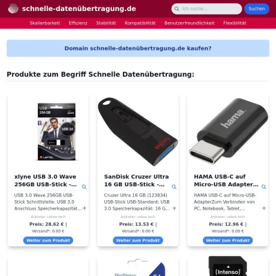 Screenshot schnelle-datenübertragung.de