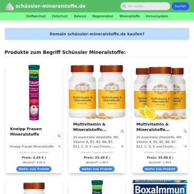 Screenshot schüssler-mineralstoffe.de
