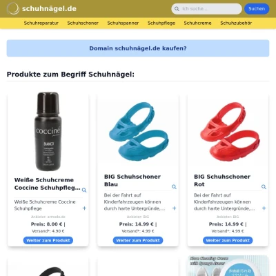 Screenshot schuhnägel.de