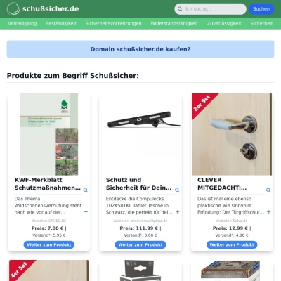 Screenshot schußsicher.de