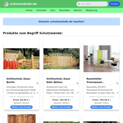 Screenshot schutzwände.de