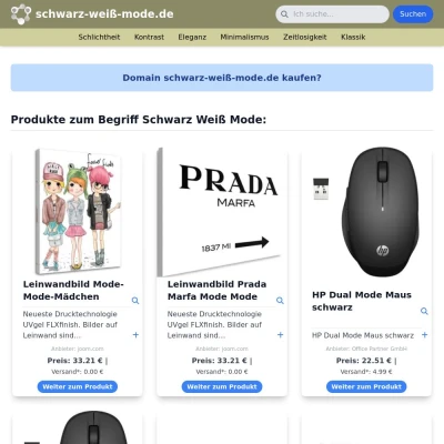 Screenshot schwarz-weiß-mode.de