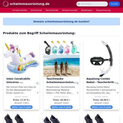 Screenshot schwimmausrüstung.de