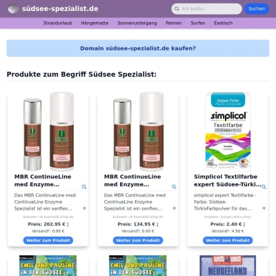 Screenshot südsee-spezialist.de