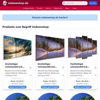 Screenshot südseeshop.de
