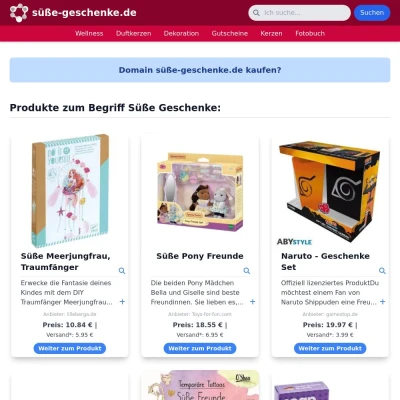 Screenshot süße-geschenke.de