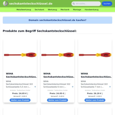 Screenshot sechskantsteckschlüssel.de