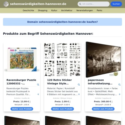 Screenshot sehenswürdigkeiten-hannover.de