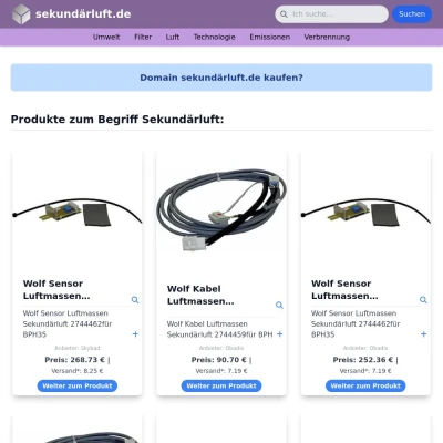 Screenshot sekundärluft.de