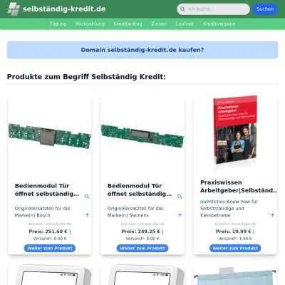 Screenshot selbständig-kredit.de