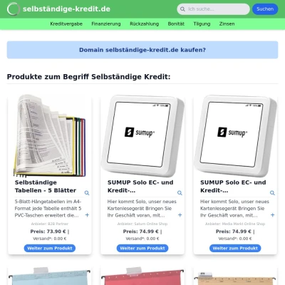 Screenshot selbständige-kredit.de