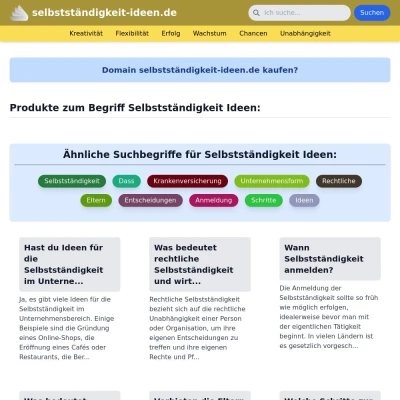 Screenshot selbstständigkeit-ideen.de