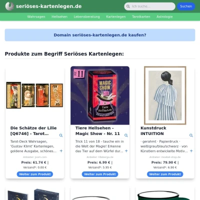 Screenshot seriöses-kartenlegen.de