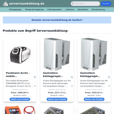 Screenshot serverraumkühlung.de