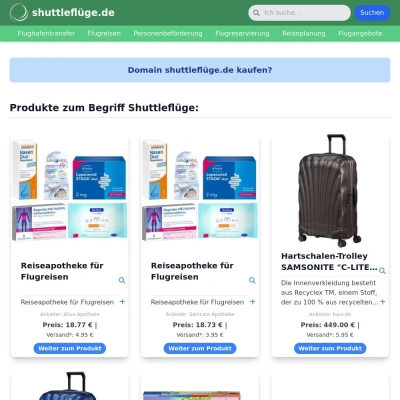 Screenshot shuttleflüge.de