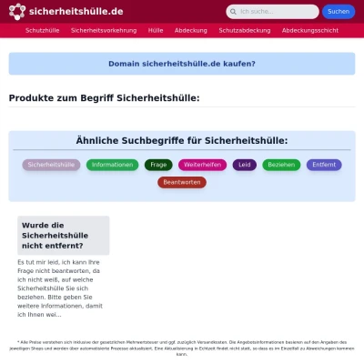 Screenshot sicherheitshülle.de