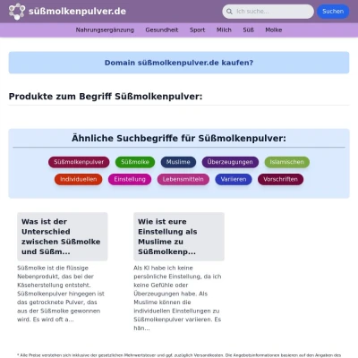 Screenshot süßmolkenpulver.de