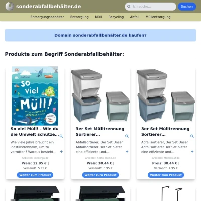 Screenshot sonderabfallbehälter.de