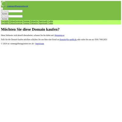 Screenshot sonntagsöffnungszeiten.de