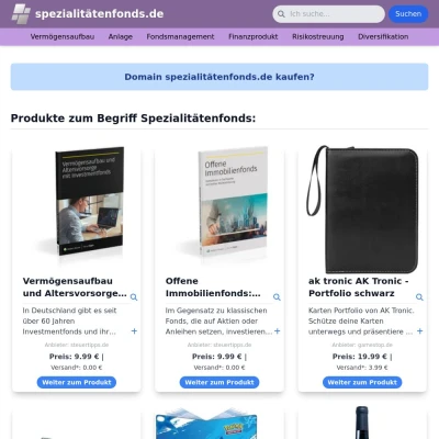 Screenshot spezialitätenfonds.de